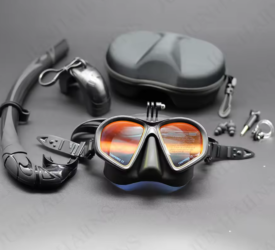 Tempered Glass Mask and Snorkel With Camera Mount