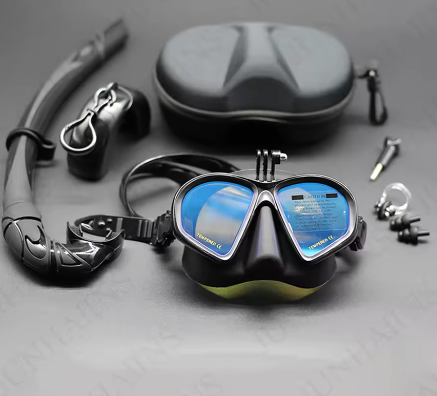 Tempered Glass Mask and Snorkel With Camera Mount